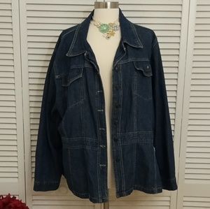 Medium wash jean jacket.